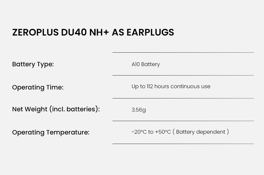 ゼロプラス DU40 NH+ AS 耳栓